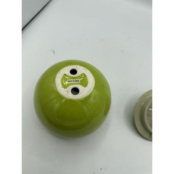Green Ceramic Apple Shaped Canister 5in Tall - Picture 6 of 7